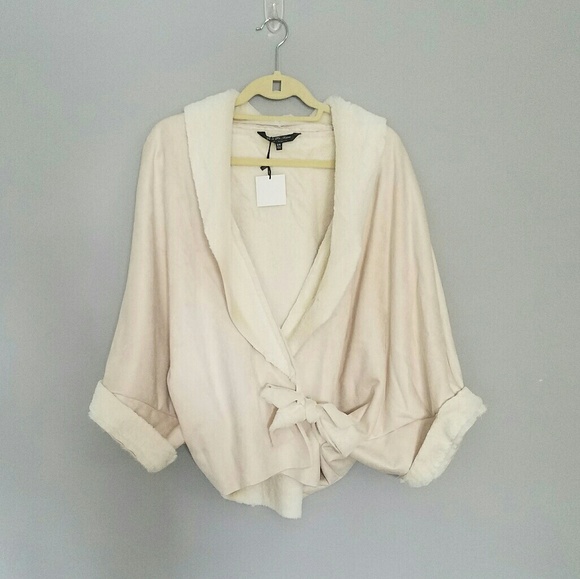 Faux Suede and Fur Wrap Jacket Oversized - Picture 2 of 8